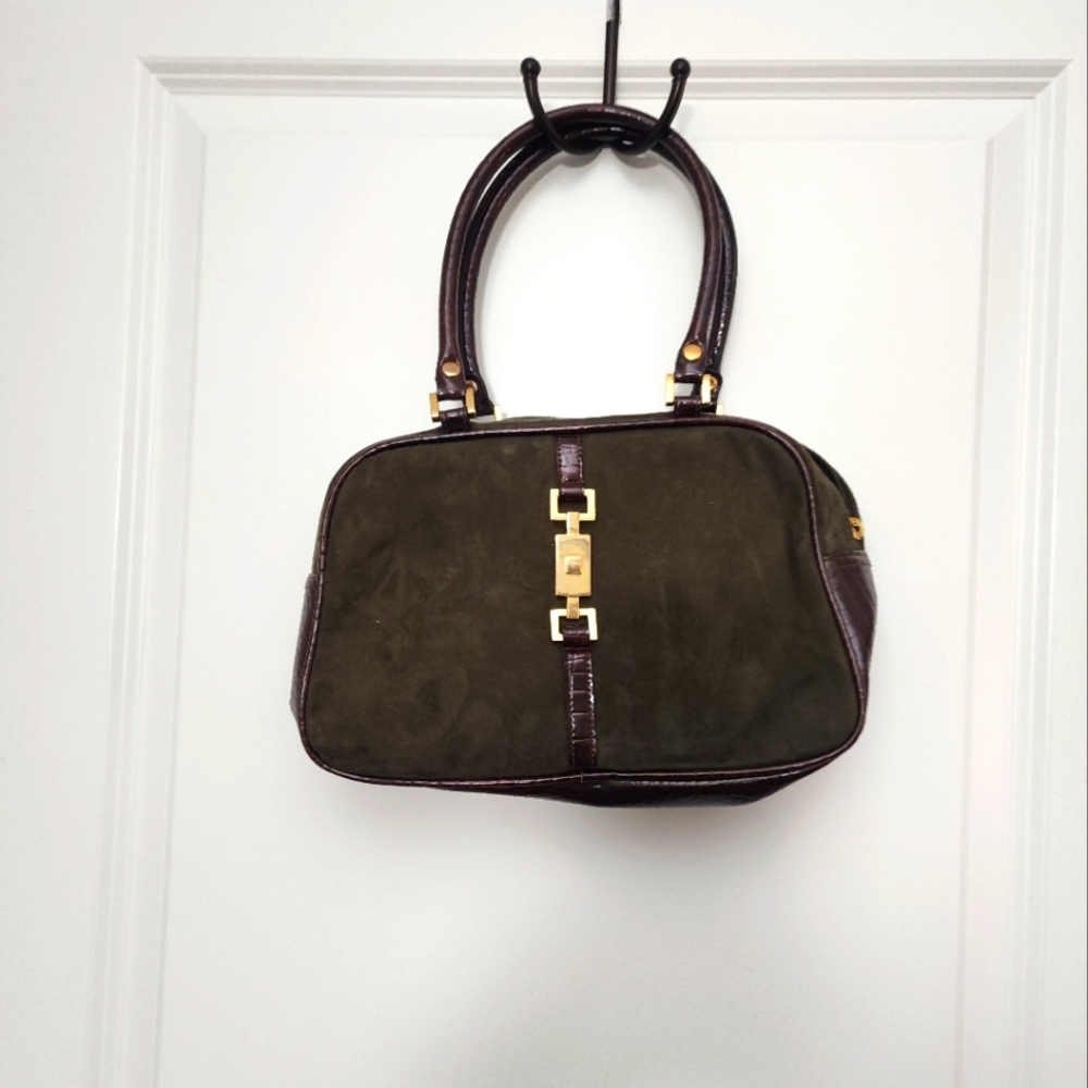 5/$30 Mondani faux suede Green Handbag